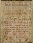 Needlework Sampler, Mary Ann Stokes