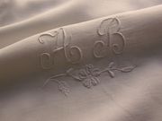 white embroidered monogram ab