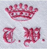 red monogram with red crown