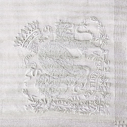 Embroidered  crown and coat of arms