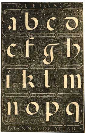 Alphabet by Joannes de Yciar 1550